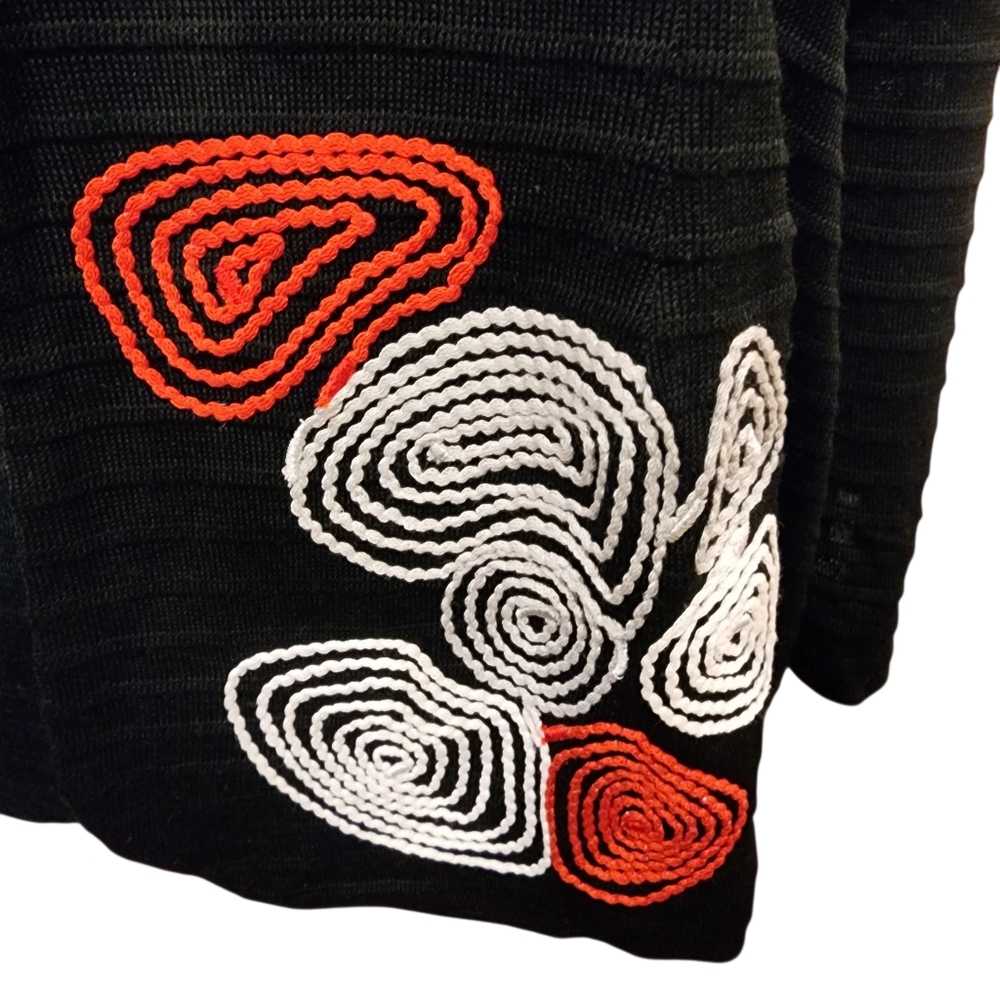 Ming Wang Black Blazer with Red and White Embroidery Sz Large - Picture 8 of 13